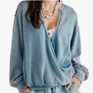 Free People Deep Teal Anyway Slouchy Fit Long Sleeve Tee